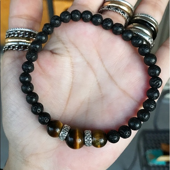 🔴SALE ! Men or women Lava rock tiger eye bracelet - Picture 7 of 9